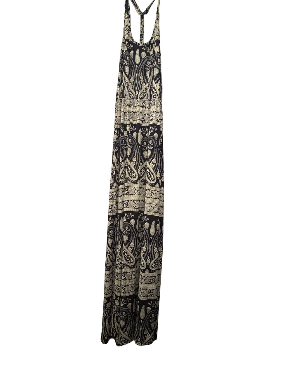 Black and Cream Paisley Charming Charlies Maxi Dress